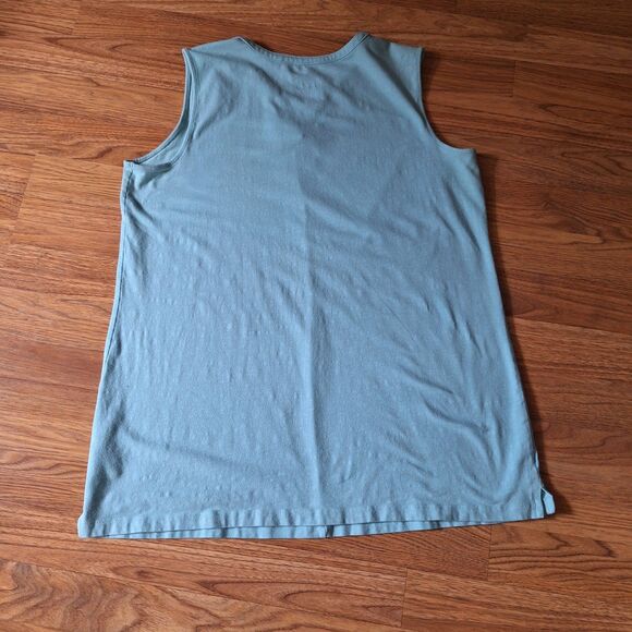 Denim & Co. Textured Knit Split V-Neck Sleeveless Tunic Light Turquoise Medium - Picture 3 of 8